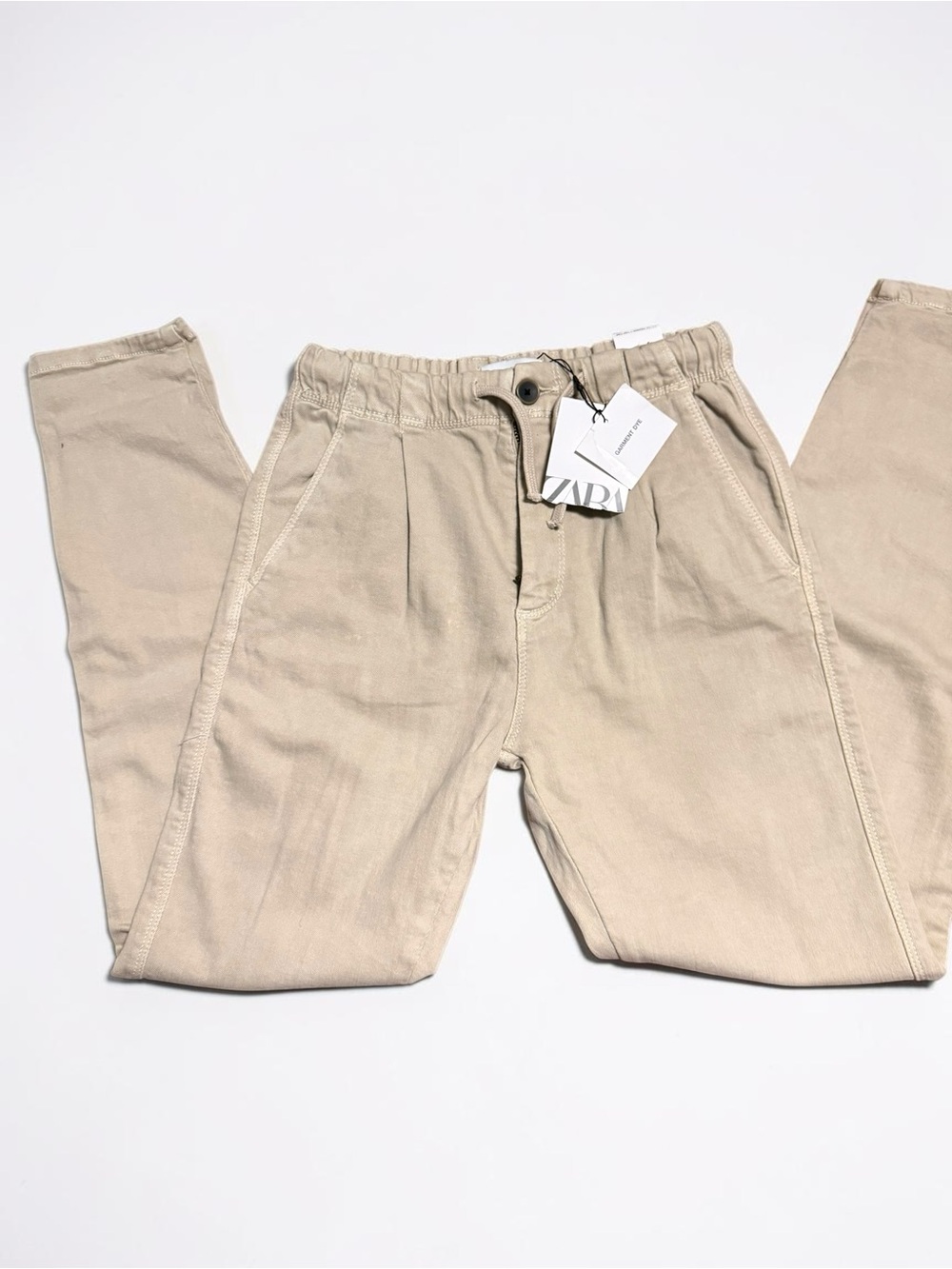 Zara Kids Boys Tan Garment Dye Tapered Chino Pants Size 11-12 NWT